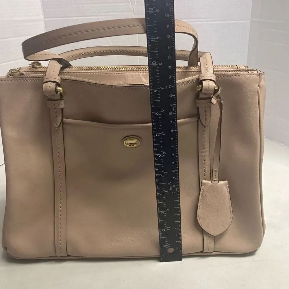 COACH Peyton Leather Jordan Double Zip Women’s Tote Handbag Cream‎ - Picture 7 of 12